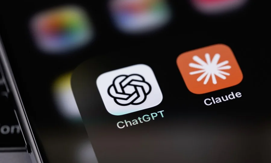 AI chatbot screen with ads